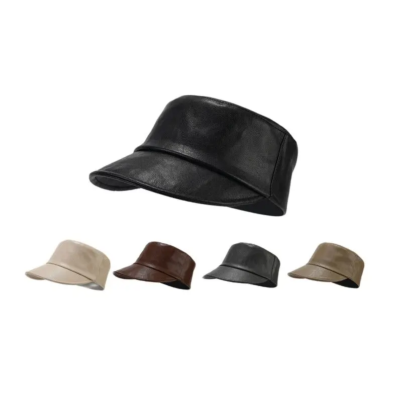 

LDSLYJR Autumn Faux Leather Solid Equestrian Casquette Baseball Cap Adjustable Outdoor Hats for Men and Women 193
