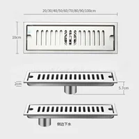 ท่อระบายน้ําชั้นห้องน้ํา 304 สแตนเลสสตีลลายอ่างล้างหน้าอาบน้ํายาว Linear ระบายน้ําด้านข้างท่อระบายน้ํา 20-60 ซม. 6