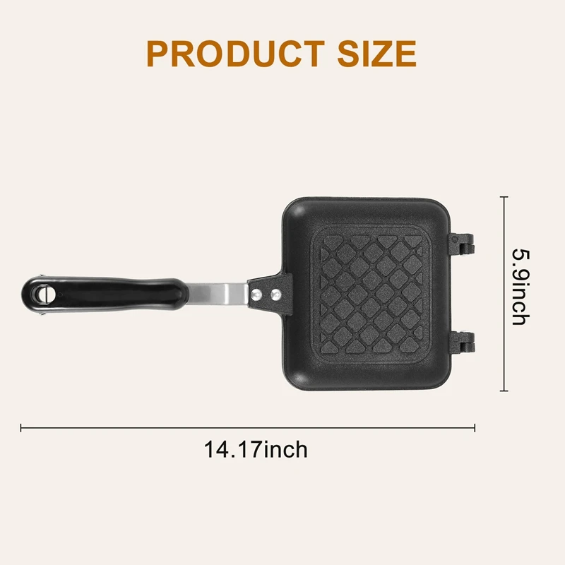 Grilled Sandwich Panini Maker,Bread Toast Breakfast Machine,Hot Sandwich Pan,Nonstick Aluminum Flip Pan,Kitchen Tool 6