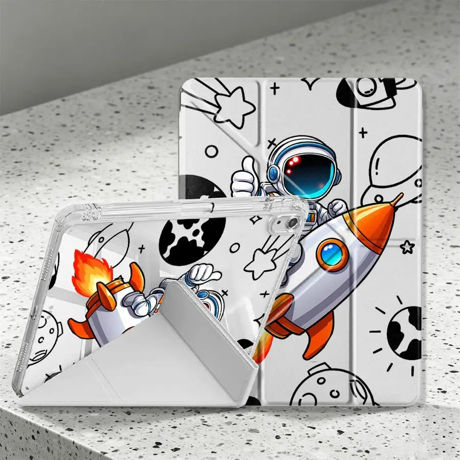 Spaceman Cartoon Tablet Case with Pen Slot Cover
