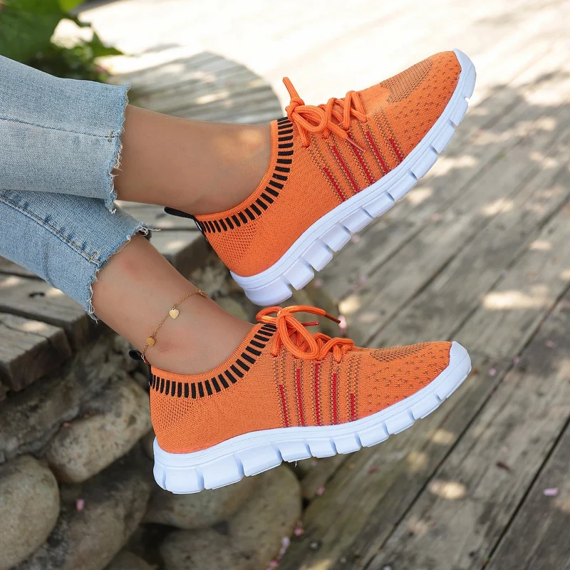 

Женская обувь, новинка 2023, Женская Вулканизированная обувь на шнуровке, осенняя уличная прогулочная обувь, женская дышащая сетчатая обувь на плоской подошве для дам