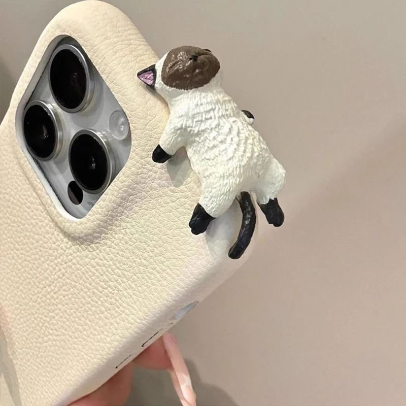Korean Cute 3D Cartoon Lying Cat Silicone Phone Case - Lovely Soft Cover