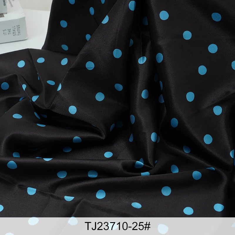 Colorful Polka Dots Silky Satin Fabric - Soft, Elegant Material for DIY Dresses, Linings, and Clothing Sewing Projects