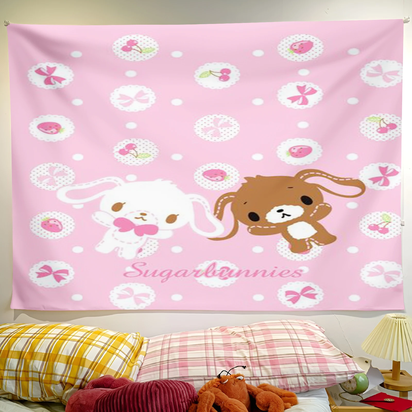 1pc Tapestry Sanrio Sugar Rabbit Tapestry Wall Hanging. Carousel Living Room Bedroom Home Decor Wall Art Cover Up Accessories