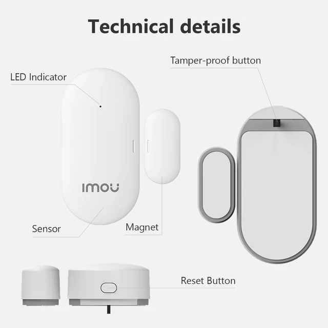 IMOU Zigbee 3.0 Smart Door Window Sensor Open/Closed Detectors App Control Security Alarm Tamper-proof  2 year long standby 5