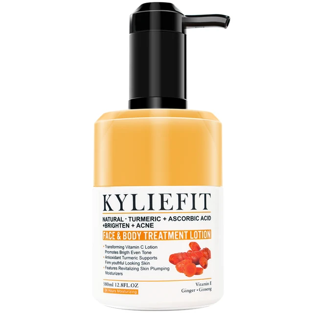 Natürliche Kurkuma-Bleaching-Lotion, reduziert Akne, dunkle und schwarze Flecken, feuchtigkeitsspendend, gleichmäßiger Hautton, für Gesichts- und Körpercreme