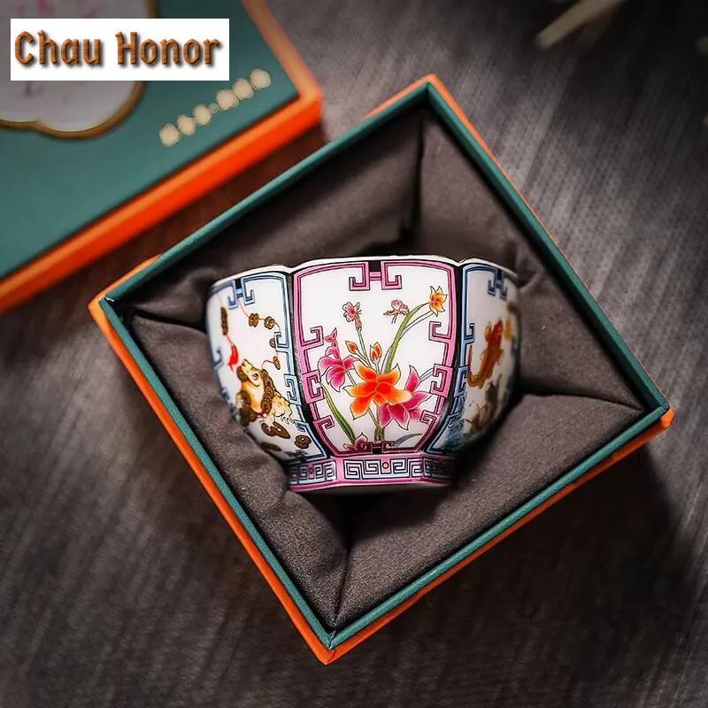 Enamel Color Mutton Fat Jade Porcelain Teacup Zen Tea Bowl Set of Cups Tea-tasting Meditation Cup Jianzhan Master Cups Drinkware