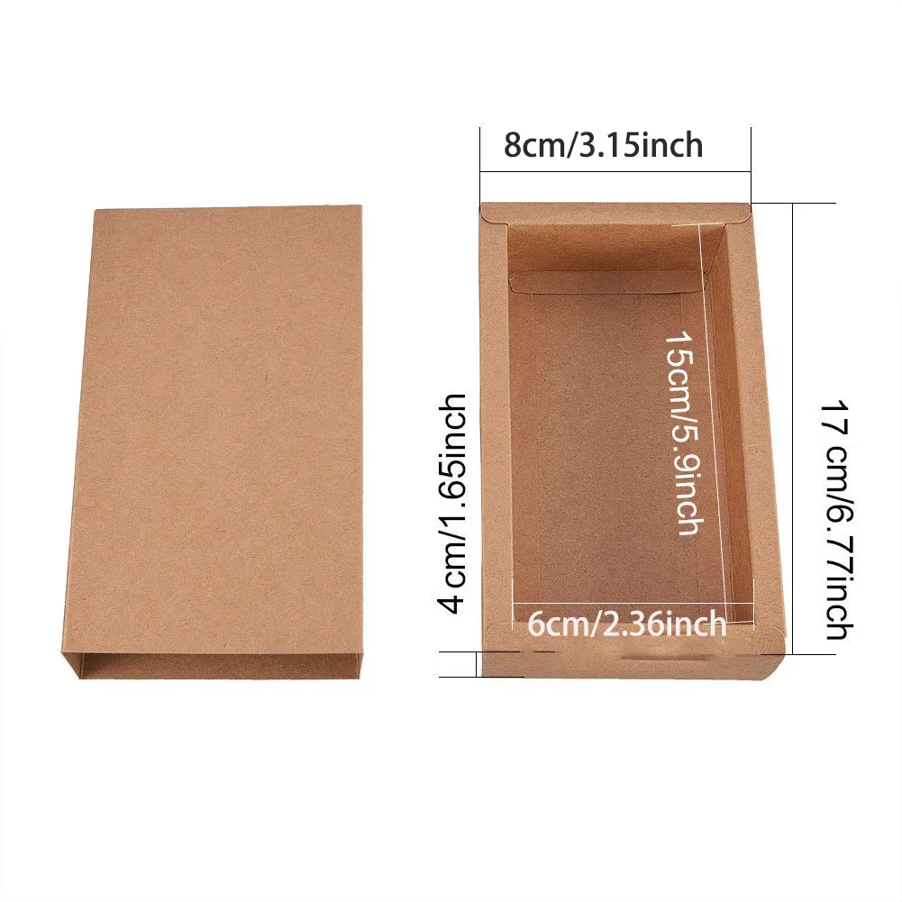 Description Picture 2 of item50PCS Kraft Paper Drawer Box Crafts Cardboard Boxes for Business Jewelry Candy Wedding Party Favor Gift Packaging Boxes