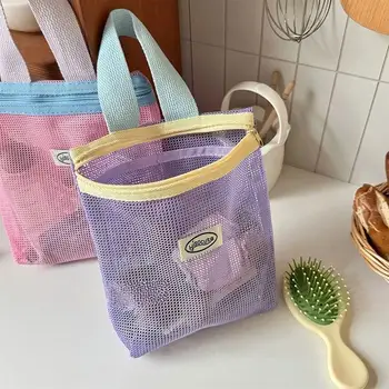 Borsa tote estiva in tinta unita INS Moda stile coreano Borse portaoggetti per piccoli oggetti Organizer Custodia per trucco da viaggio Borsa da spiaggia portatile