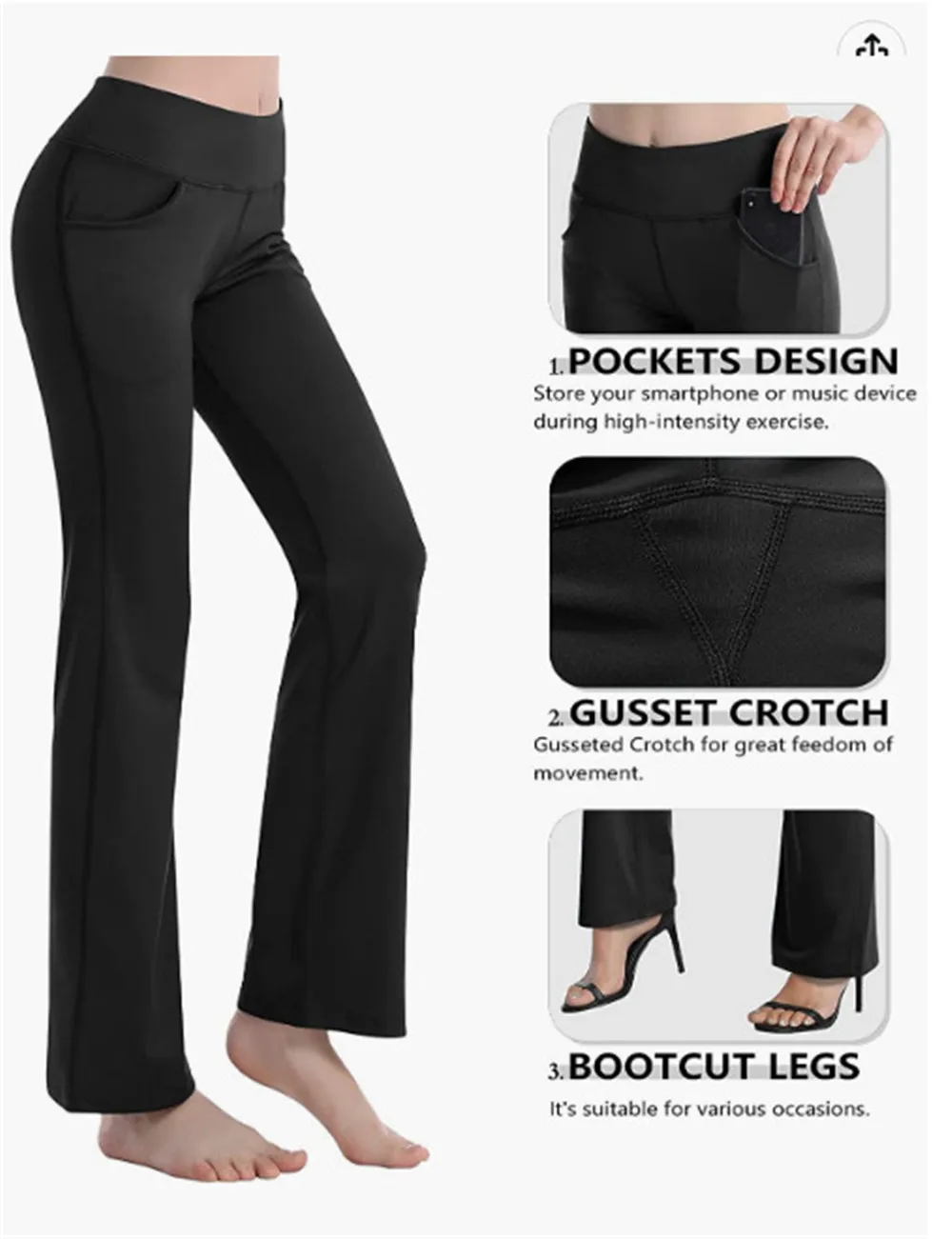 Flare Yoga Pants Stretchy High Waist Bootcut Dress Pants With Pockets Tall  Office Workout Long Bell Bottom - Pants & Capris - AliExpress