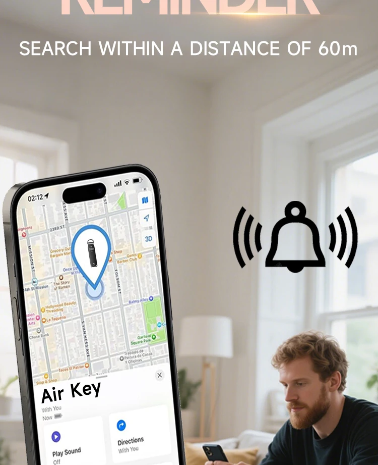 Schlüssel-Organizer funktioniert, Schlüsselfinder, integrierte Airtag-Chips, Auto-Schlüsselanhänger mit GPS-Tracker, Schlüsselanhänger, hält 2–6 Schlüssel – Detail 9
