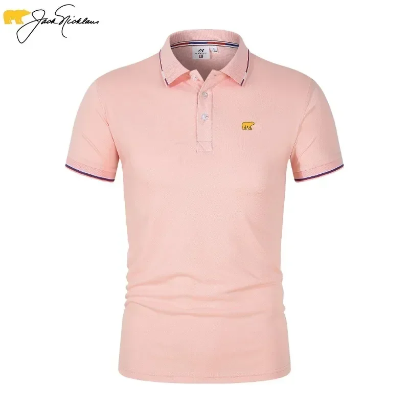 Men Shirts Jack Nicklaus Polo Shirt Casual Short-Sleeve Tee Tops Summer Business Golf Tennis Sports Polo Shirt