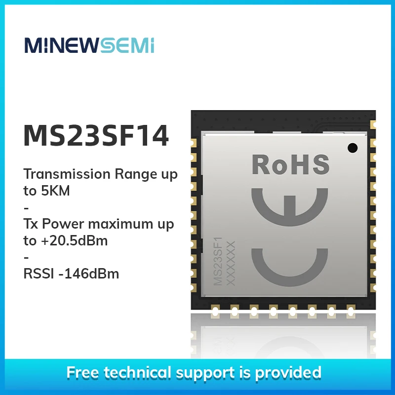 MinewSemi LoRawan MS23SF1-STM32WLE5CC 무선 반이중 트랜시버 칩, 저전력 장거리 글로벌 주파수 ISM 모듈