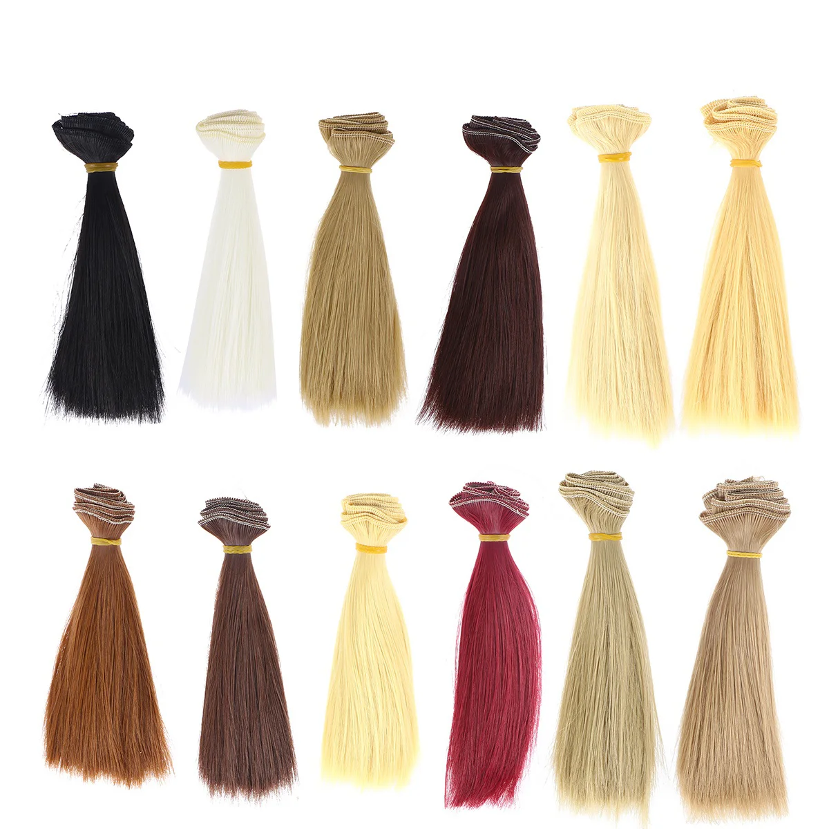 

12pcs Heat Resistant Straight Hair Handcraft DIY Wigs Weft Hair Extensions - 100x15cm
