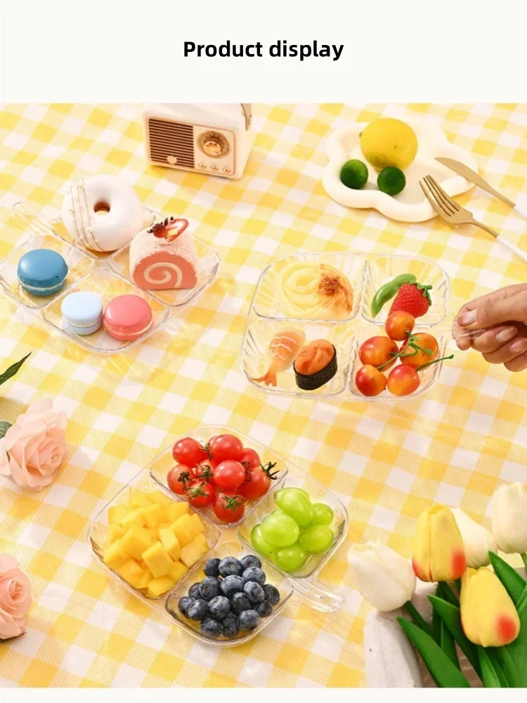 4 Compartment Fruit Plates Dinning-Table Divided Plate