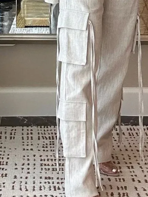 KWTX 2025 Spring Summer Women's Suit Set Multi Pocket Ribbon Blazer & Pants Two Piece Office Chic Outfit Casual Elegant 5 KWTX 2025 Spring Summer Women's Suit Set Multi Pocket Ribbon Blazer & Pants Two Piece Office Chic Outfit Casual Elegant 5