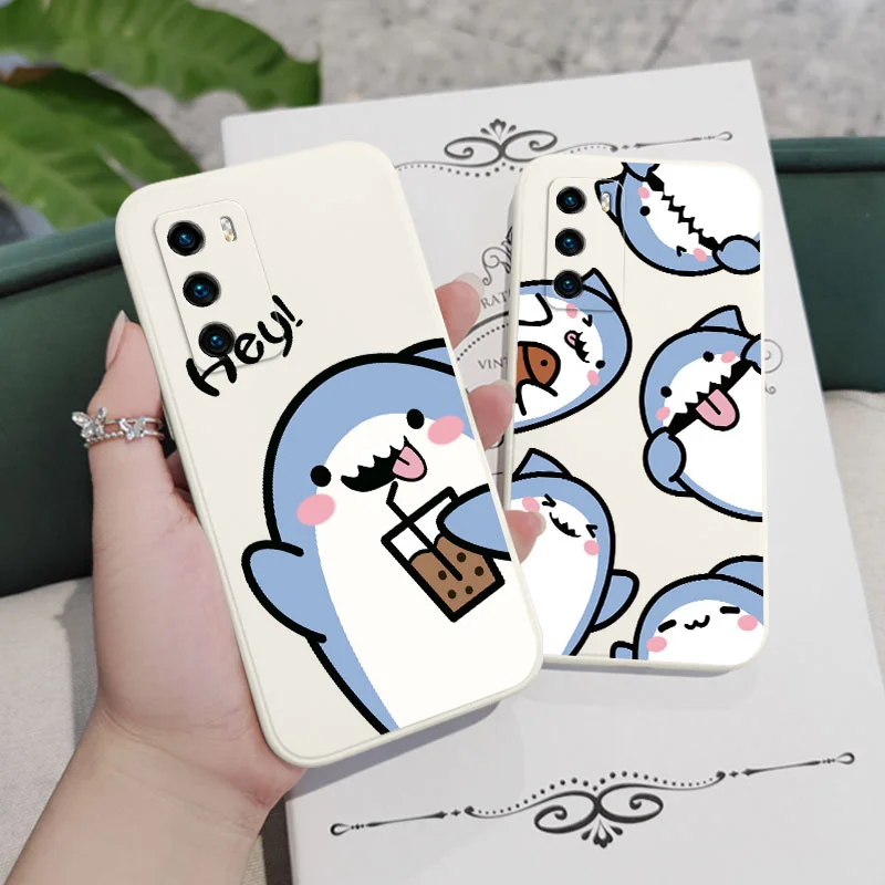 Adorable Shark Liquid Silicone Phone Case - Stylish & Durable Cover