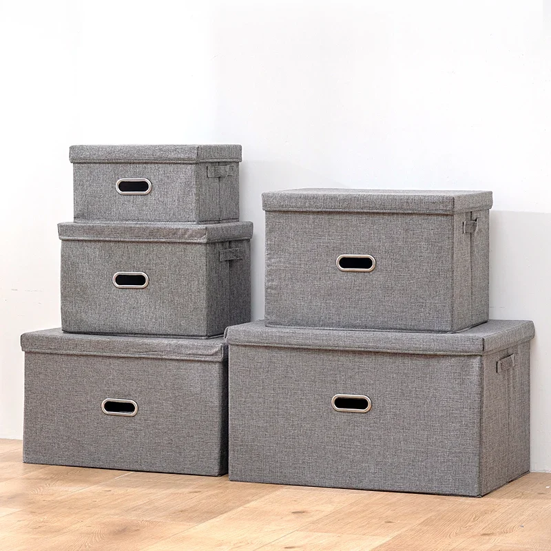 3 Sizes Cube Non-Woven Folding Storage Box for Toys Fabric Storage Bins with Lid Home Bedroom Closet Office Nursery Organizer 3