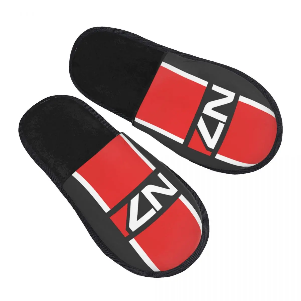 

Winter Slippers Mass Effect N7 Merch Household Fur Slides Slippers Living Room Splatter Cozy Anti-skid Slides