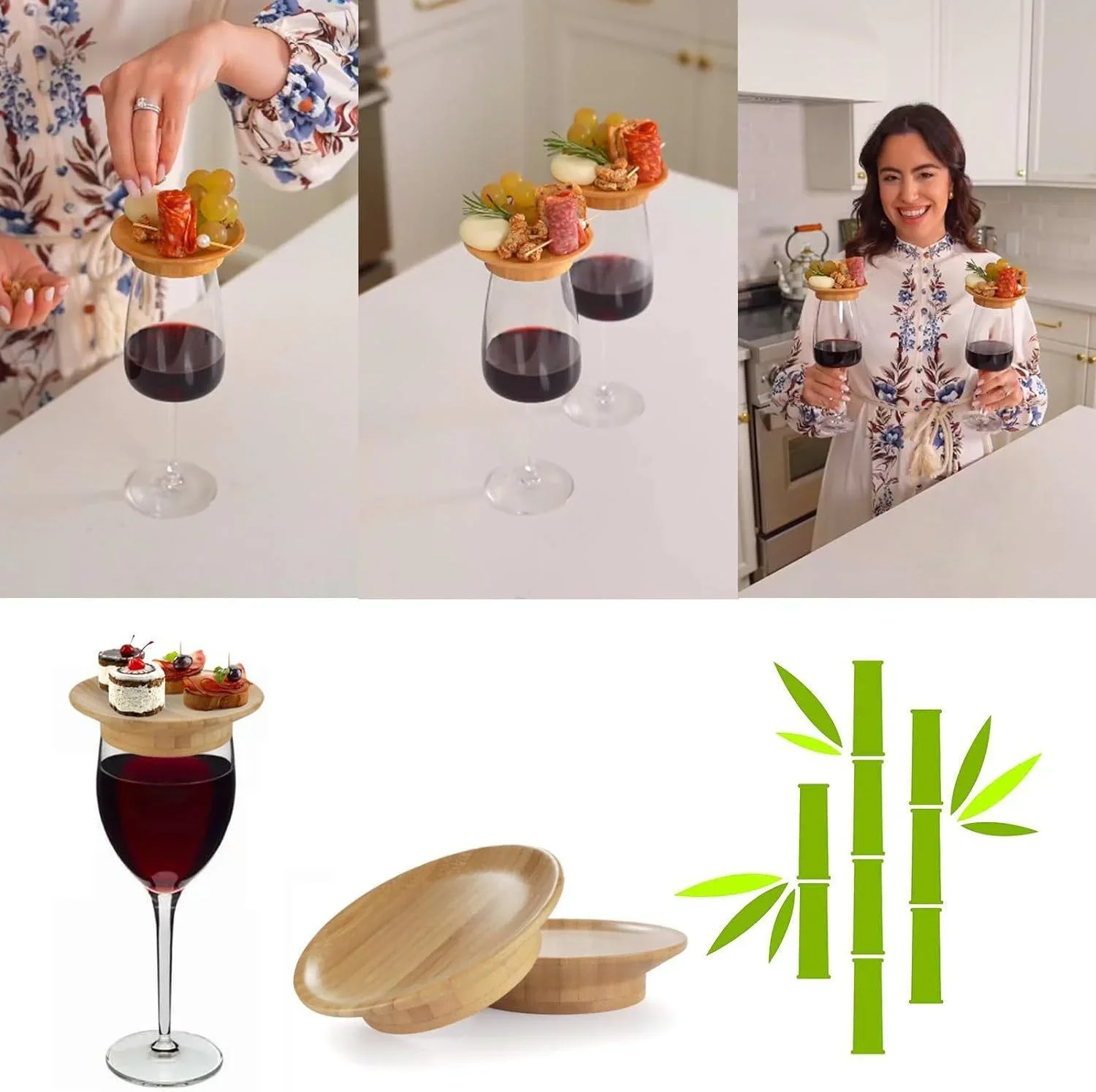 1Pcs Bamboo and Wood Red Wine Cup Lid Candle Cup Lid Wine Glass Charcuterie Topper Cooked Food Board Wooden Red Wine Cup Coaster