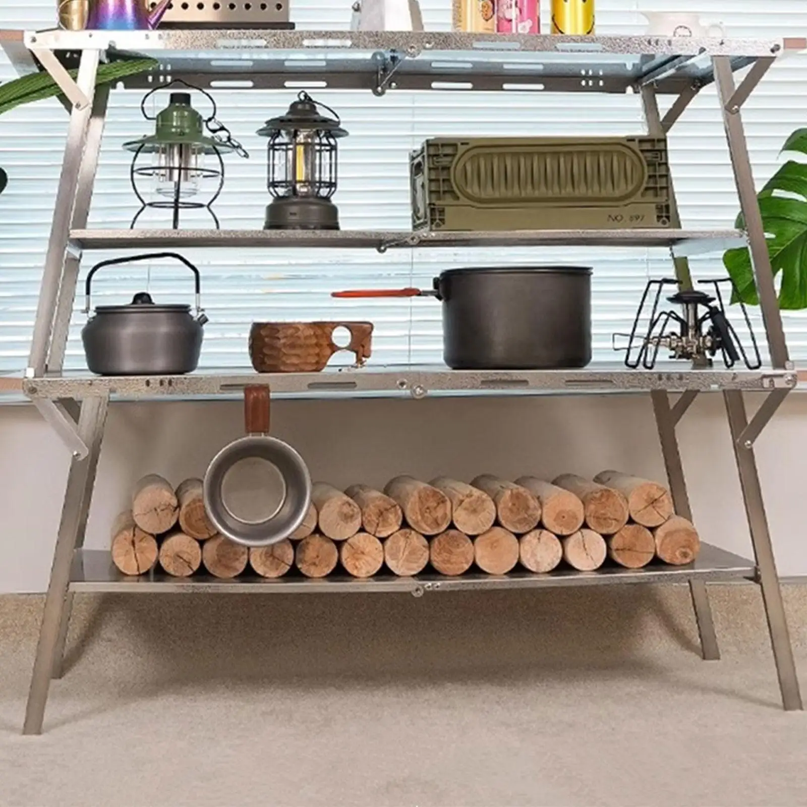 Folding Table Storage Rack Outdoor Furniture for Backyard Camping Picnic Folding Table Storage Rack Outdoor Furniture for Backyard Camping Picnic