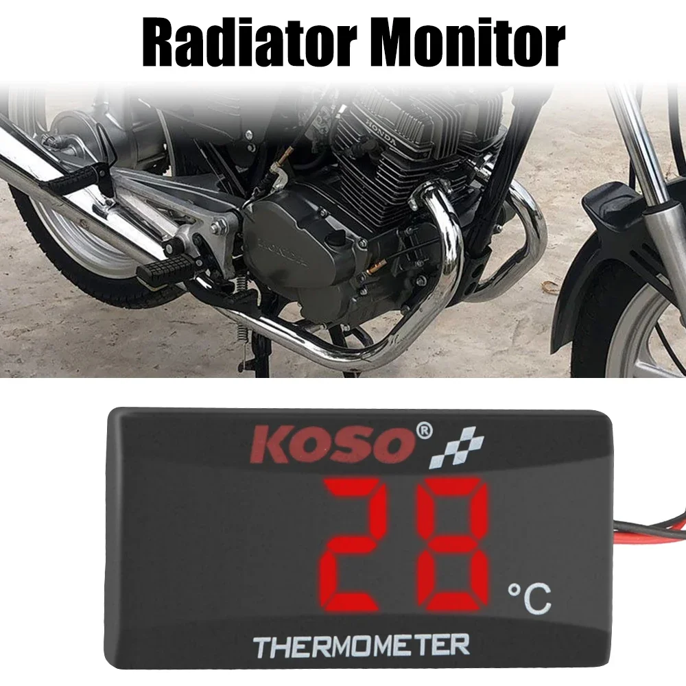 Motorcycle Thermometer 12V 0~120&deg;C Monitor Water Tank Retrofit Temperature Meter Indicator Warning With Sensors