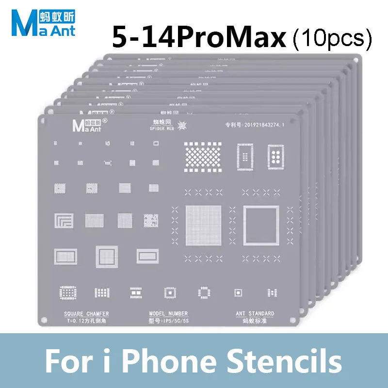 

MaAnt BGA Reballing Stencil For Phone 8-14 Pro MAX Planting Tin Net Template Soldering Steel Mesh Screen Chip Protection Steel