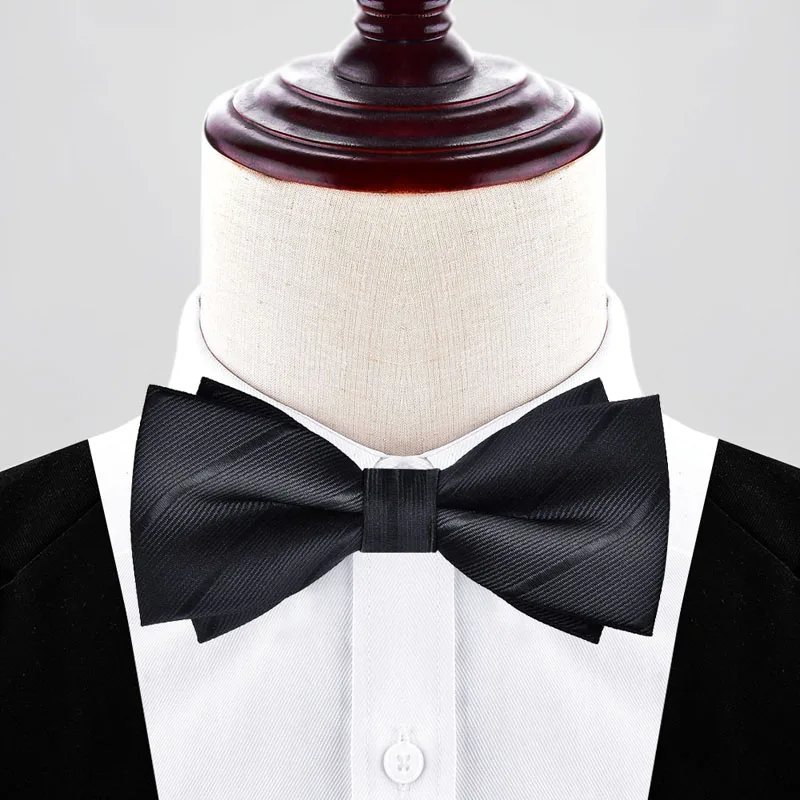 1-teilige Herren-Schleifen, reine Farbe, gestreift, doppelte Schleife, Bräutigam, Hochzeit, Trauzeugen, Modeaccessoires – Detail 6