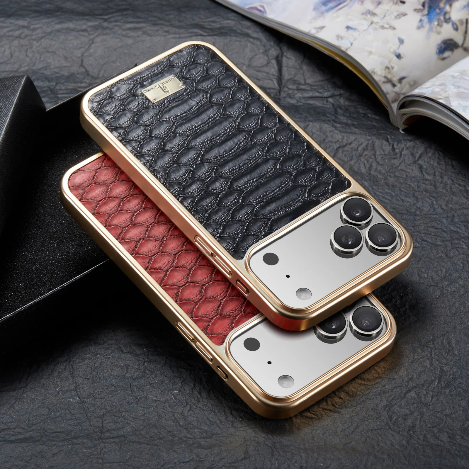 Elegant Plating Leather Phone Case with 3D Embossed Texture - Soft Shockproof Shell Cover