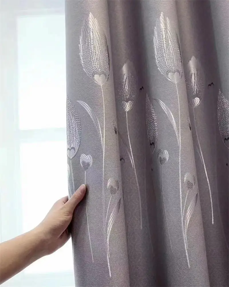 2022 New European Style Blackout Curtains Simple Embroidered Thickened Shading for Living Room Bedroom Curtain Customization