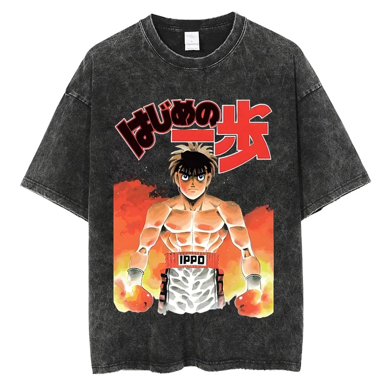 

Hajime No Ippo Anime Shirts Vintage T-shirt Washed Tshirts Makunouchi Cotton Oversize Men T Shirt Trend TEE TSHIRT Womens Tops