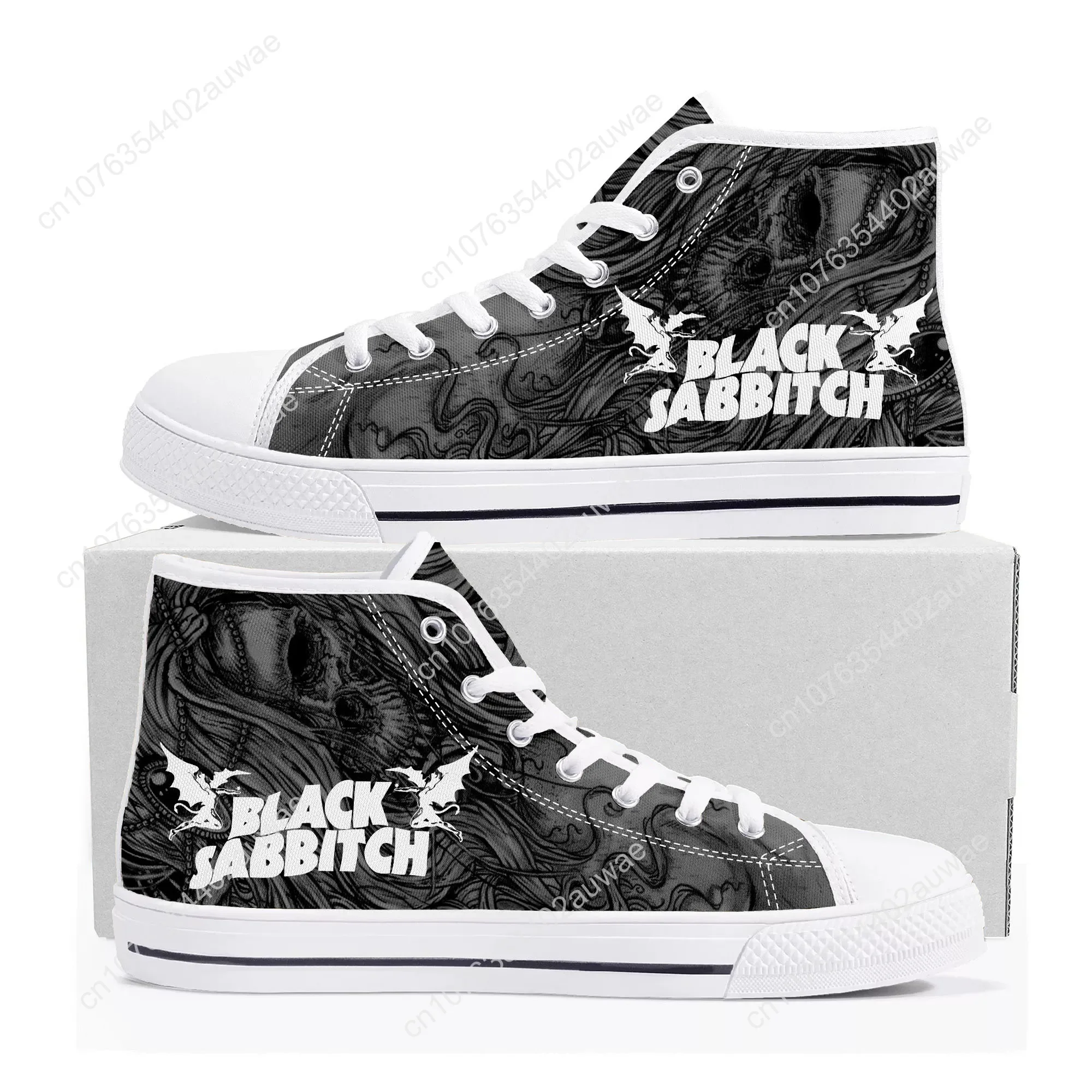 Black Heavy Metal Band Sabbath High Top High Quality Sneakers Men Women Teenager Canvas Sneaker Casual Couple Shoes Custom Shoes