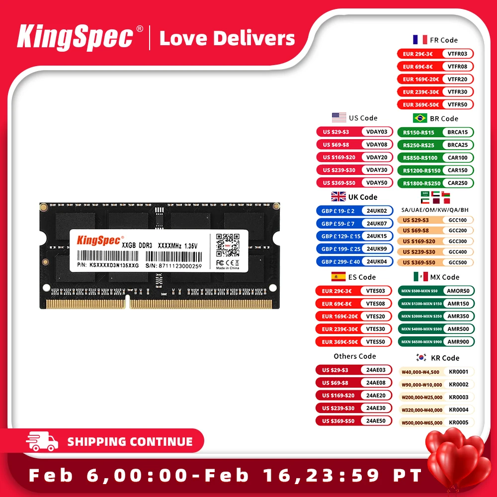 Kingspec Ddr3 4Gb 8Gb Di Memoria Ram Laptop 1600 Sodimm Ddr3L 8G Memoria Ram Per Laptop Memoria Rams 1600Mhz Ddr3 1.35V Notebook