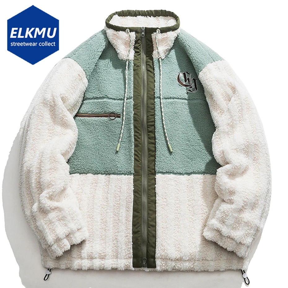 

Men Streetwear Winter Jackets Lambswool Coats Thicken Parkas Harajuku Oversized Hip Hop Plush Fleece Jacket Outwear