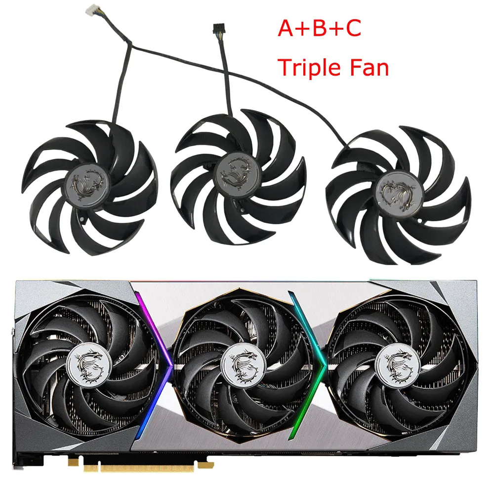 

Graphics Card Fan 2Ball Bearing PLD10010B12HH For MSI GeForce GeForce RTX 3090 Ti GAMING X TRIO GPU Video VGA Cooler Replacement