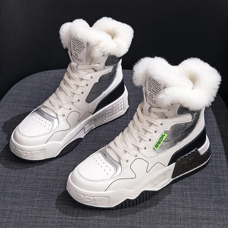 

Повседневные высокие зимние сапоги для женщин 2021 новый стиль мех один осень и зима плюс бархатная теплая Толстая хлопковая обувь на толстой подошве