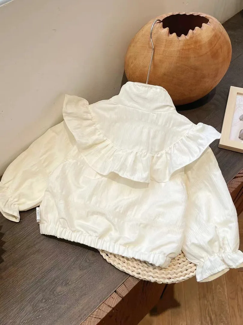 봄 새로운 유행 한국 스타일 소녀 재킷 인형 셔츠  작은 어린이 오픈 가디건 폴리 에스터 원단 긴 소매 지퍼