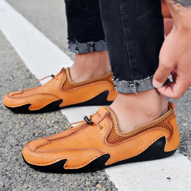 

Trend Men Casual Shoes 2024 Autumn Breathable Soft Leather Loafers Men Flats Comforty Driving Shoes Man Moccasins