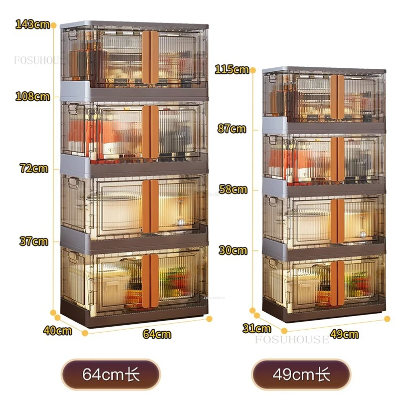 Double-door Kitchen Cabinet Home Kitchen Furniture Multi-functional Folding Storage Cabinet Living Room Snack Storage Box C 5