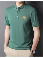 Polo brodé en coton pour hommes, T-shirt décontracté à manches courtes, revers, affaires haut de gamme, été, nouveau, haute qualité, 2024 2