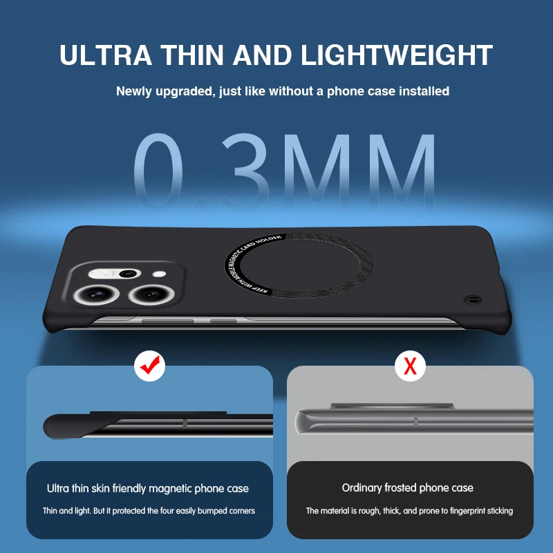 Frameless Magnetic Phone Case with Camera Protection - Ultra Thin, Skin-Friendly Hard PC Back Cover