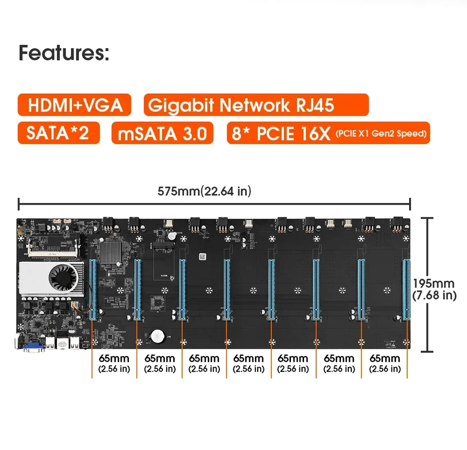 SZMZ BTC-S37 mining motherboard CPU RAM SSD set 8 GPU PCIe