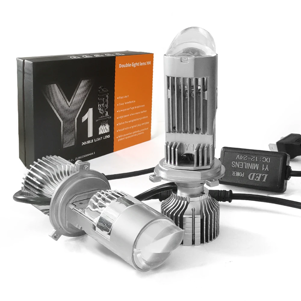 Latest Y1 Auto Headlight H4 Conversion Kit Laser Dual Projector Lens High Power LED High Low