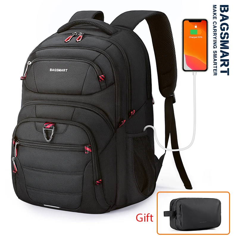 BAGSMART - Mochila para laptop para mujer, mochila de viaje para  computadora de 15.6 pulgadas con puerto de carga USB, mochila escolar para