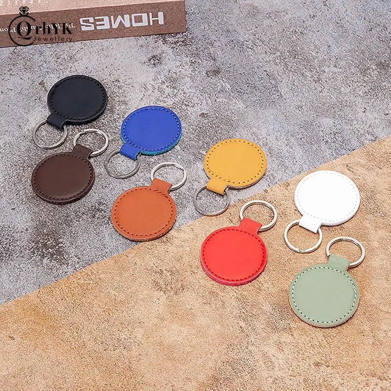 

Minimalist Fashion PU Leather Round Wristlet Keychain For Women Vintage Key Covers House Keys Waist Strap Keyholder Gift