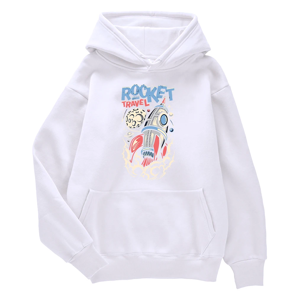 

Traveling Around The Universe By Rocket Print Sweatshirt Men'S Classic Tight Tracksuit Retro Couple Top Harajuku Sport Clothes