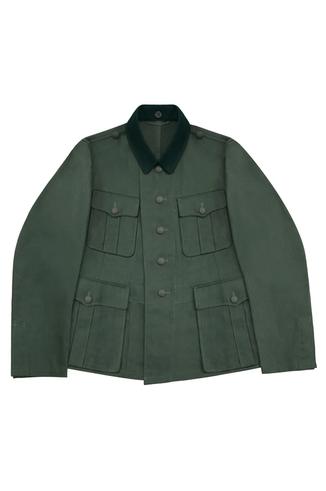 

GUHA-018 WWII Geman Heer M36 EM Summer HBT Reed Green Field Tunic