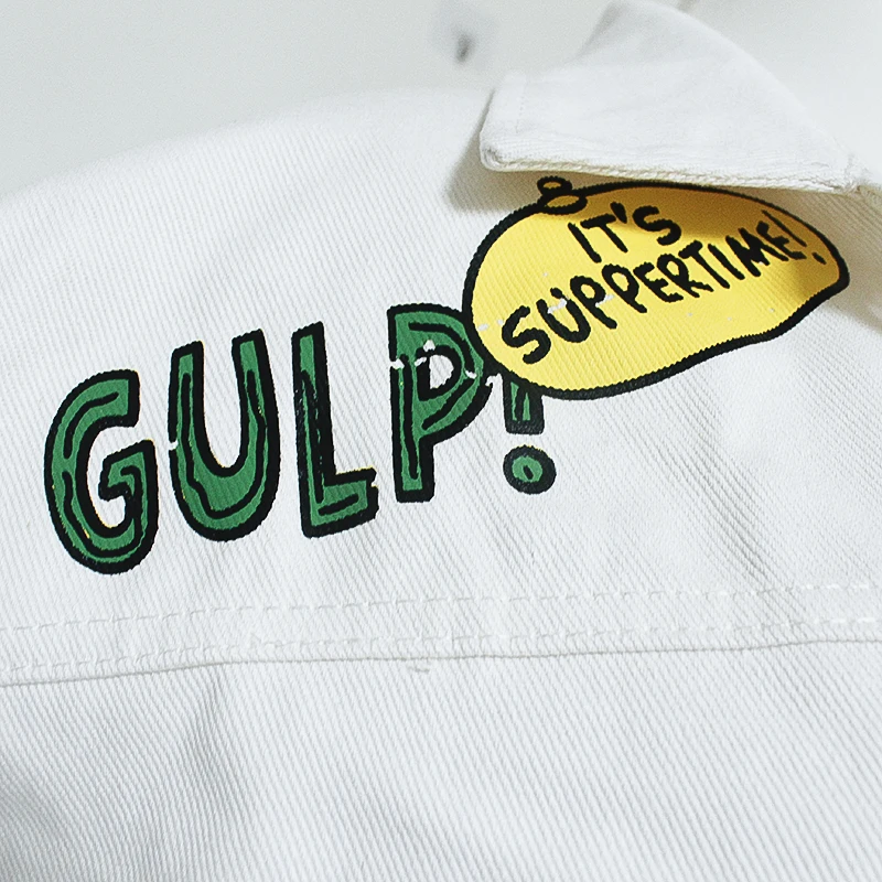 Spring and Autumn 2023 new  white loose denim coat  printed top high-end baseball woman  jackets for women  Thick （Winter)