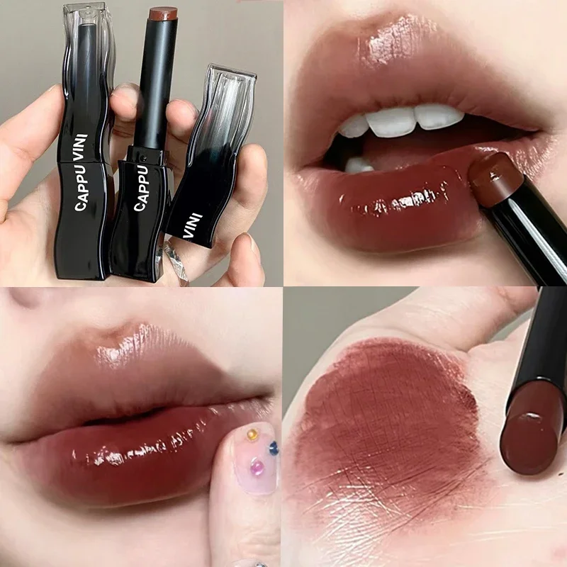 Specchio Idratante Jelly Lipstick Waterproof Long Lasting Antiaderente Cup Solid Lip Gloss Nude Brown Red Lip Tint Makeup Cosmetic