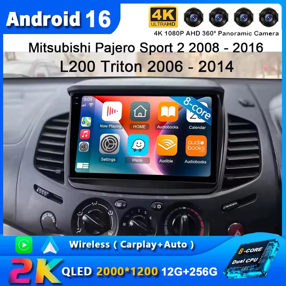 Für Mitsubishi Pajero Sport 2 2008 - 2016 L200 Triton 2006 - 2014 Android 16 Autoradio Multimedia-Videoplayer GPS CarPlay